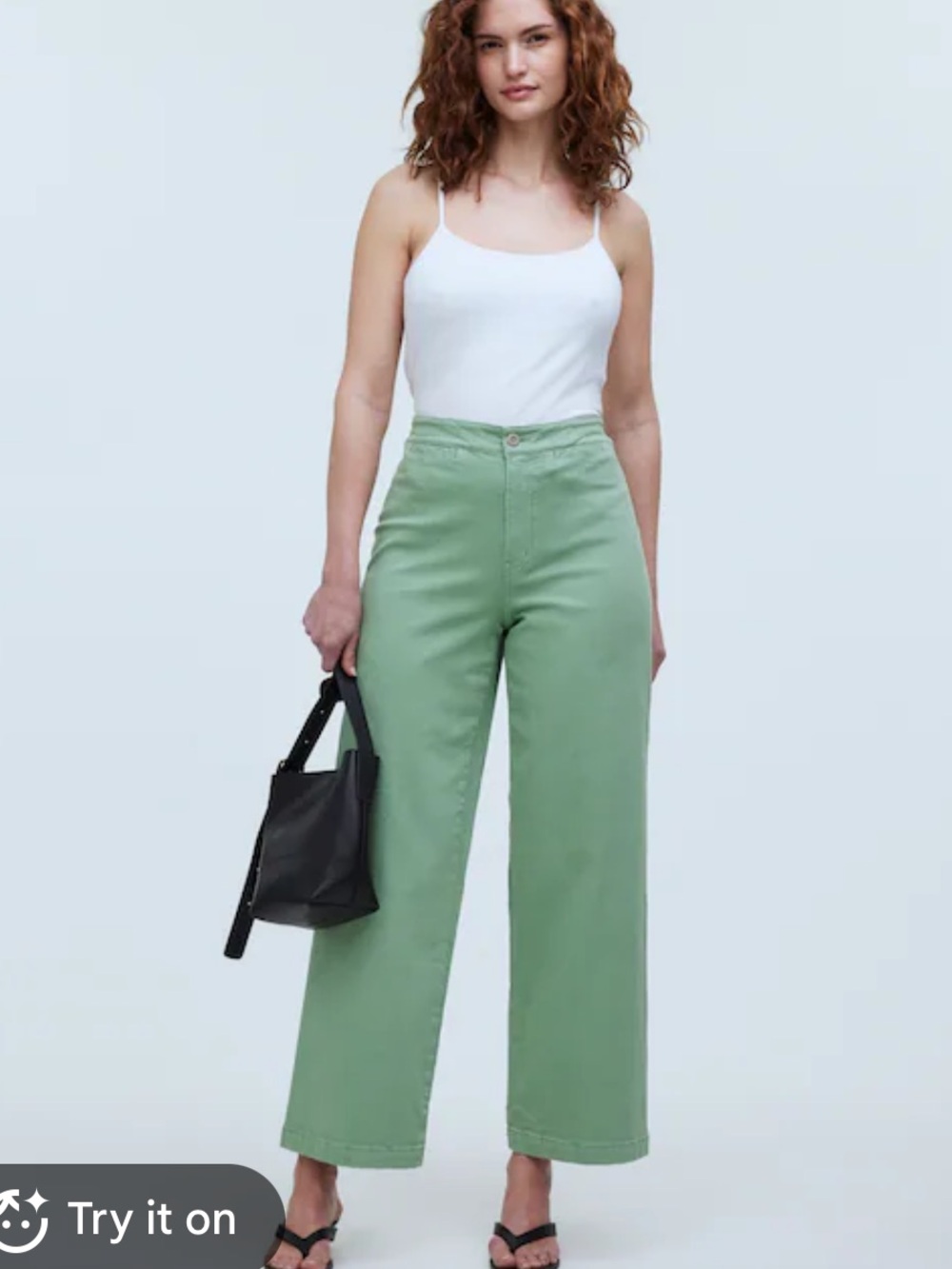Madewell Emmett wide leg crop pants 25 pistachio green